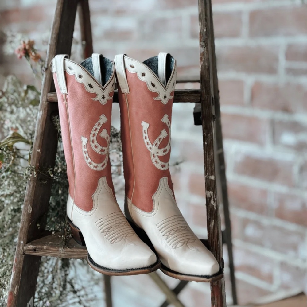 Custom Pink Suede + Bone Boots